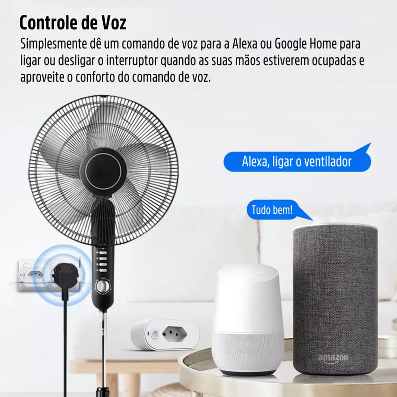 Tomada Inteligente 16A Wi-Fi Liga e Desliga via Aplicativo Compatível com Alexa e Google Assistente